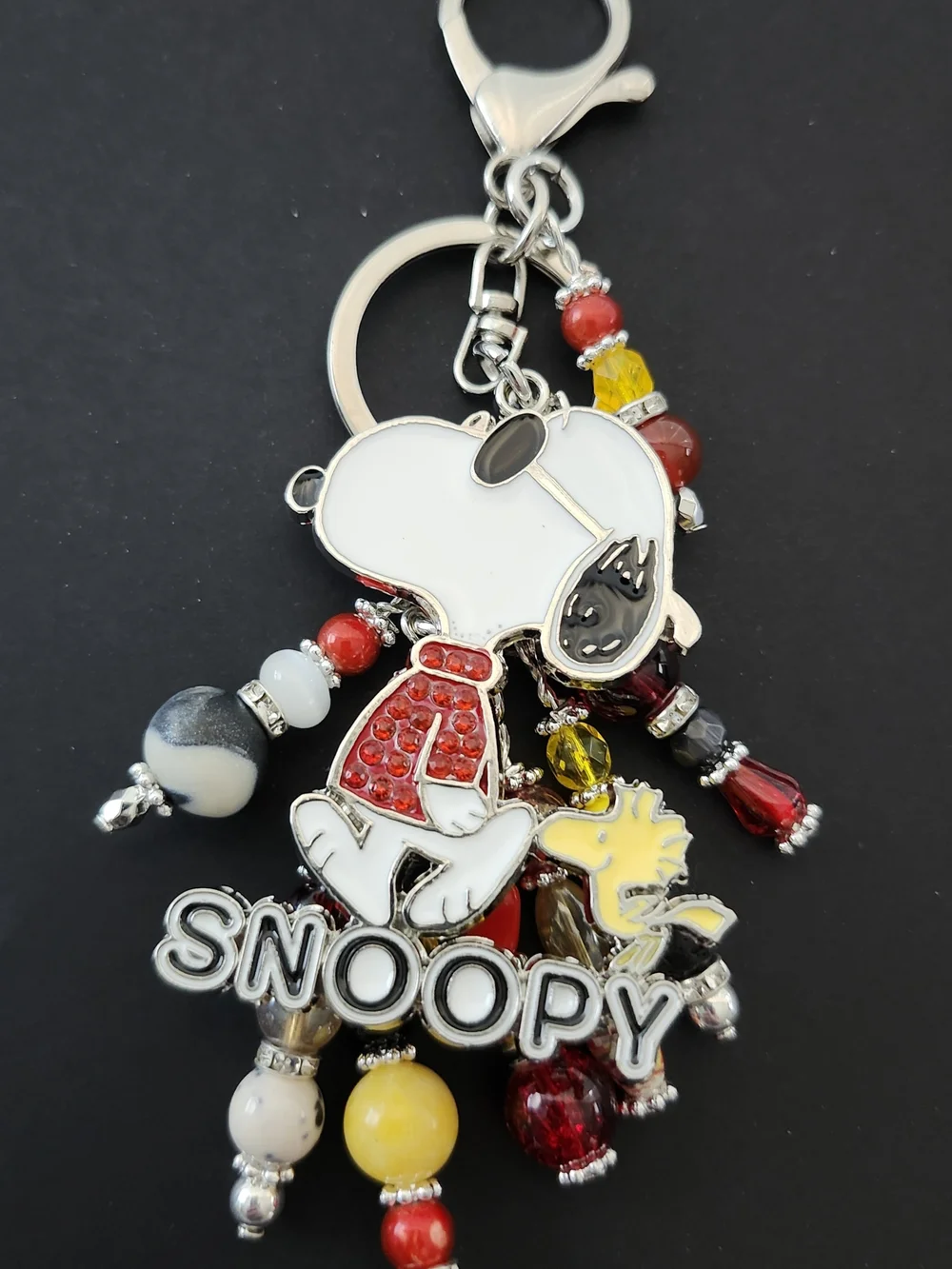 Snoopy Woodstock Purse Charm or Keychain Jasper Carnelian Granite Handcrafted